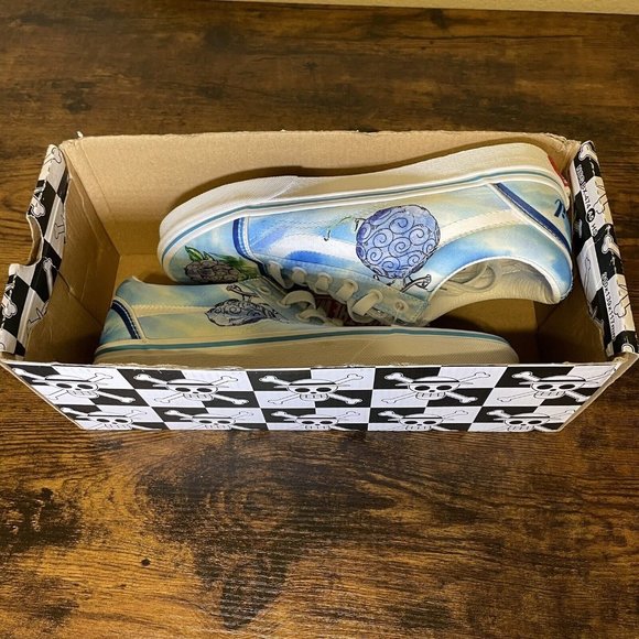 VANS Old Skool One Piece Devil Fruit Women 7 Blue 2022 Anime Straw Hat Crew - Picture 7 of 8